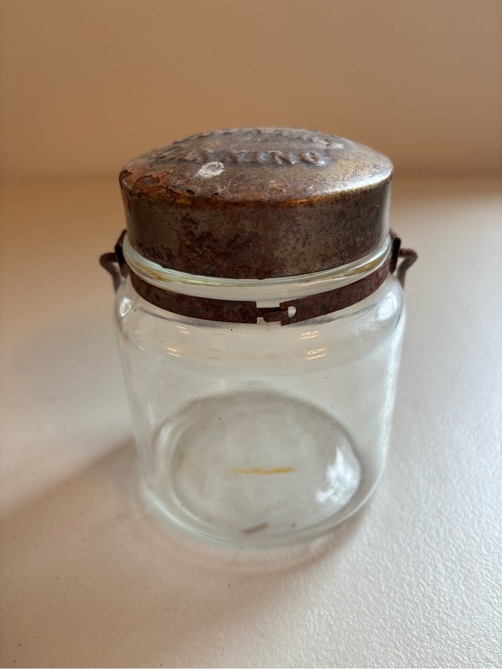 McCall’s Glass Canning Jar with Rusted Metal Clamp Lid - Clear